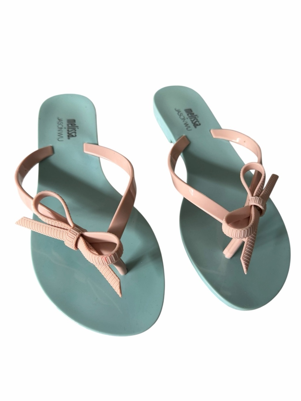 MELISSA HARMONIC + JASON WU Blue Pink Bow Flip Flops Size 7